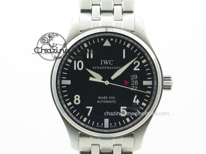 MIROTIME 0224 Original Pilot IW326803 SS MK 1:1 Best Edition Black Dial on Brown Leather Strap MIYOTA 7146